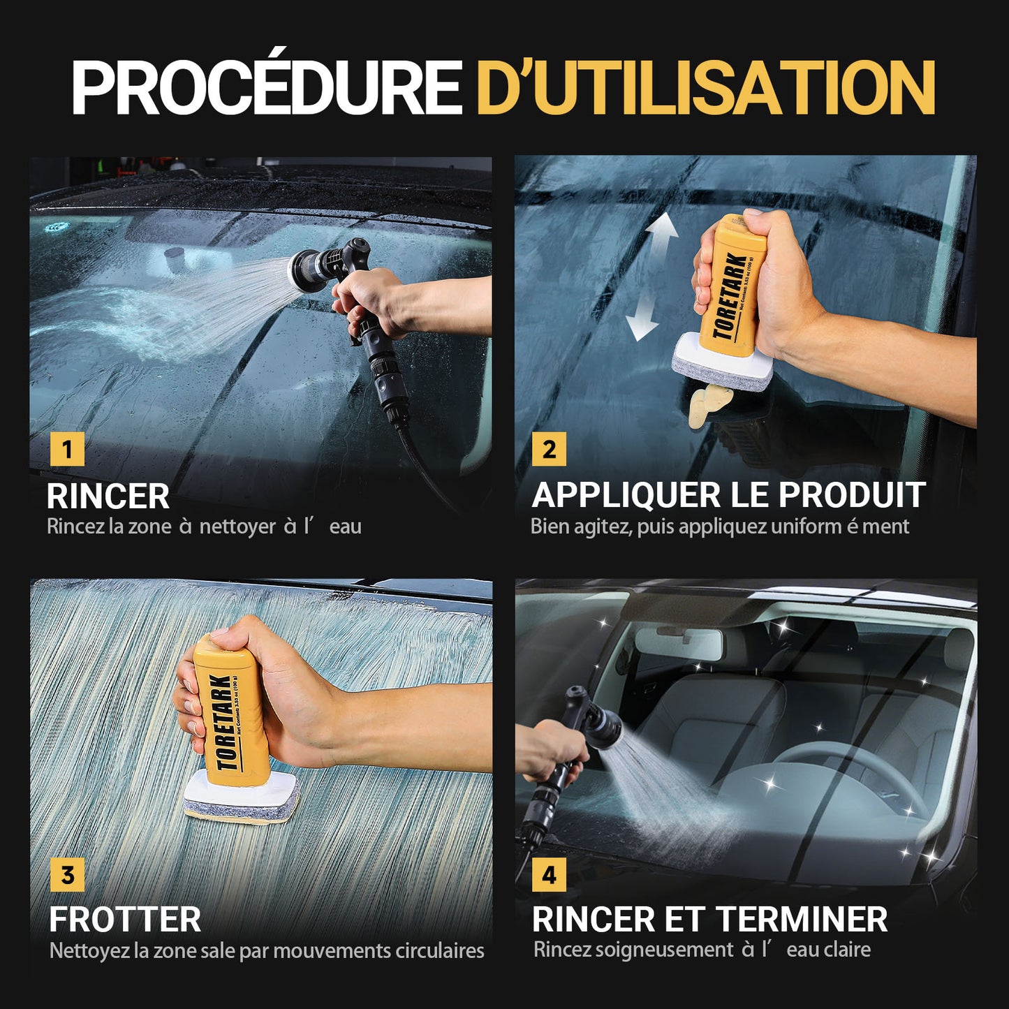 Toretark® Brosse dégraissante ultime pour élimination du film d'huile automobile