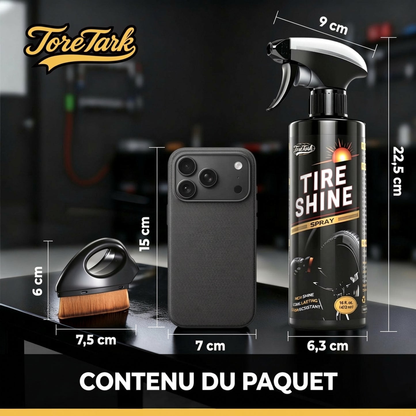 Spray Brillant pour Pneus Anti-Taches à Effet Instantané et Longue Durée