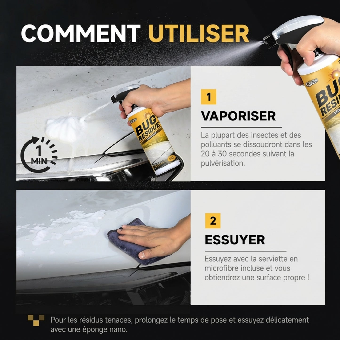 Spray puissant éliminateur d’insectes pour voiture