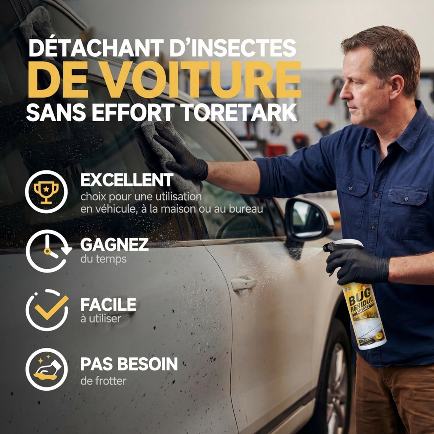 Spray puissant éliminateur d’insectes pour voiture
