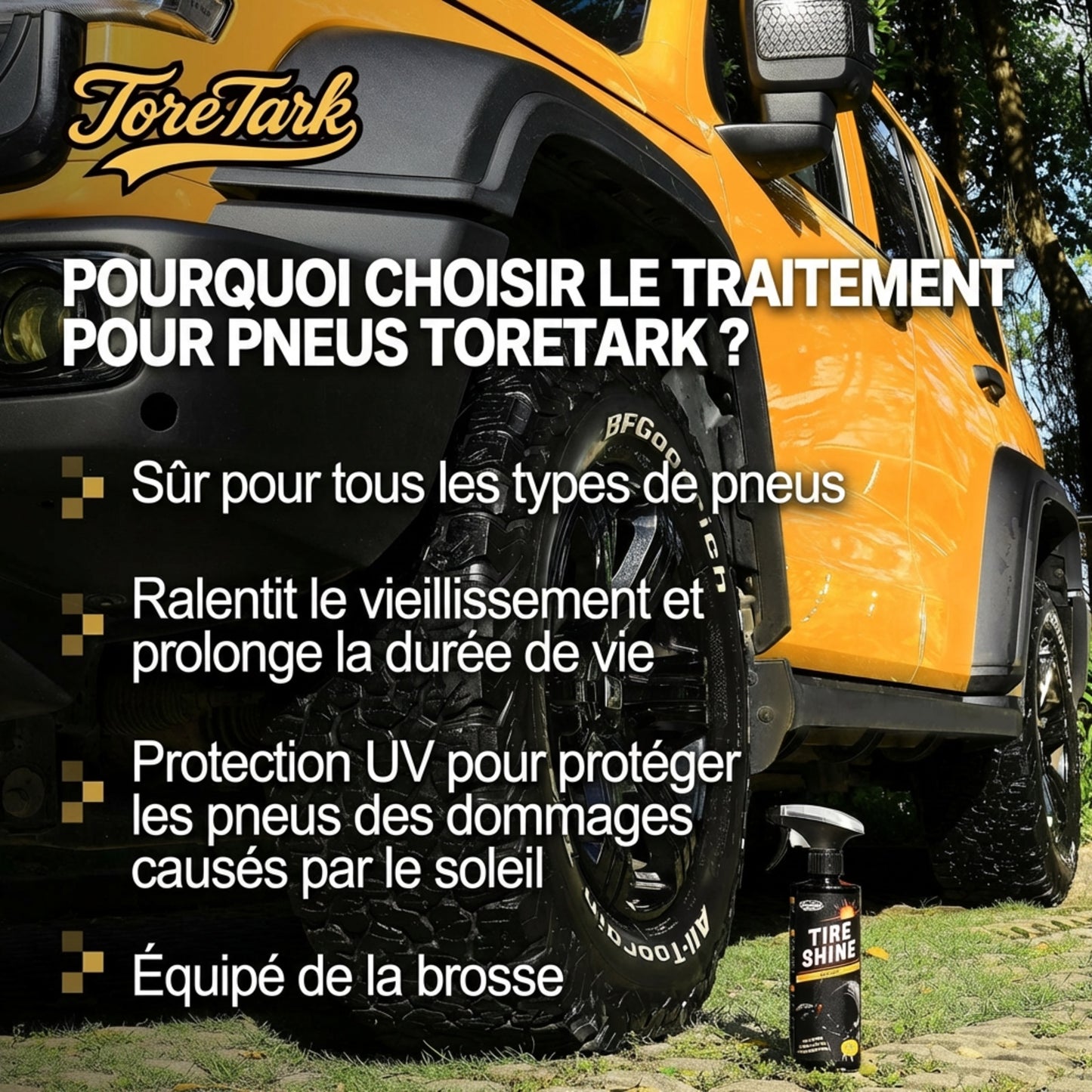 Spray Brillant pour Pneus Anti-Taches à Effet Instantané et Longue Durée