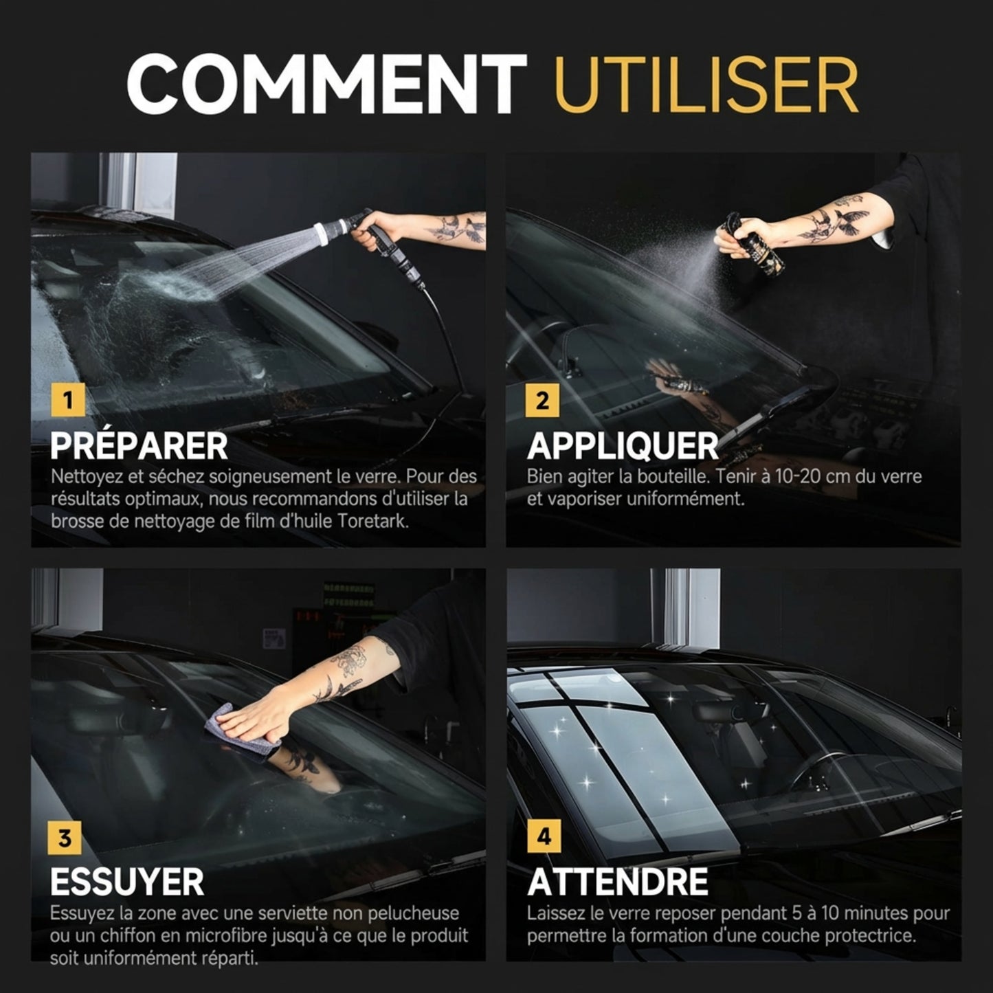 Agent de revêtement pour vitres de voiture Toretark