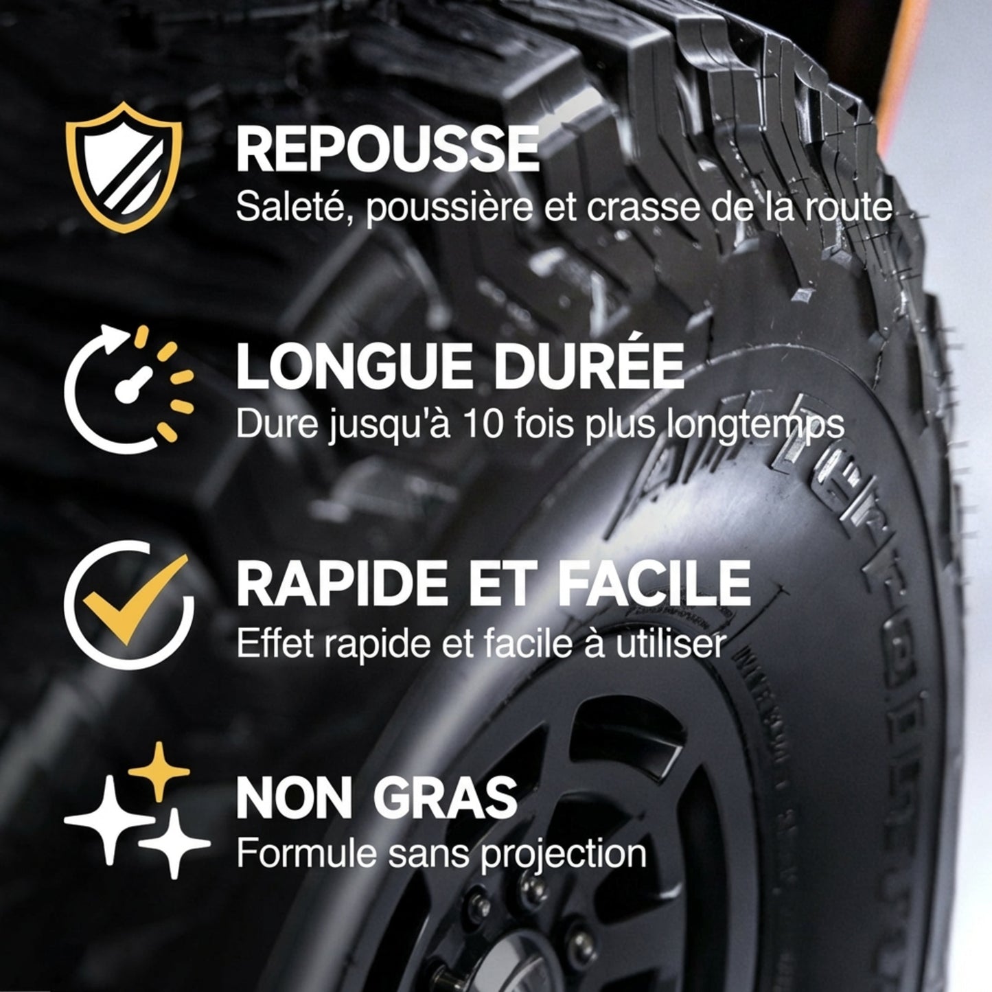 Spray Brillant pour Pneus Anti-Taches à Effet Instantané et Longue Durée