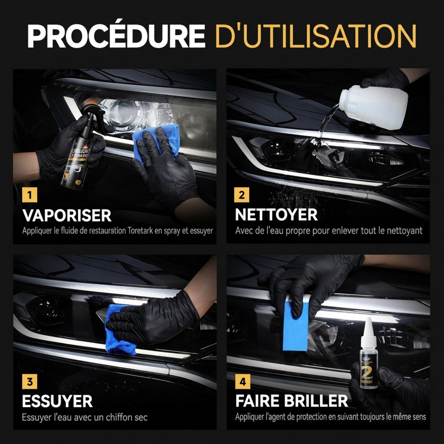 Kit de restauration et de protection des phares de voiture